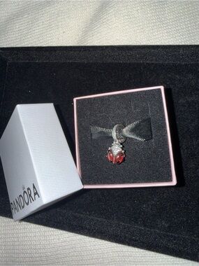 Pandora Red and Silver Ladybug Dangle Charm